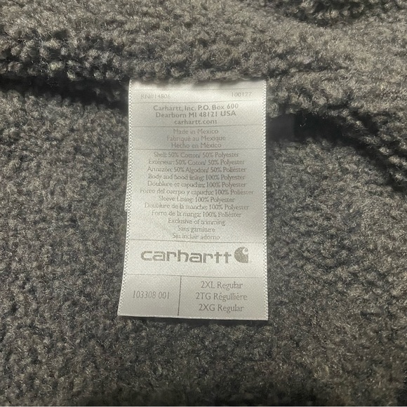 Men’s Carhartt Rain Defender Relaxed Fit Sherpa Lined Zippered Sweatshirt XXL - Picture 7 of 7